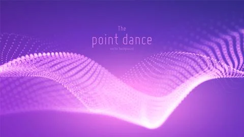 Vector abstract violet particle wave, points array, shallow depth of field Illustrazione stock