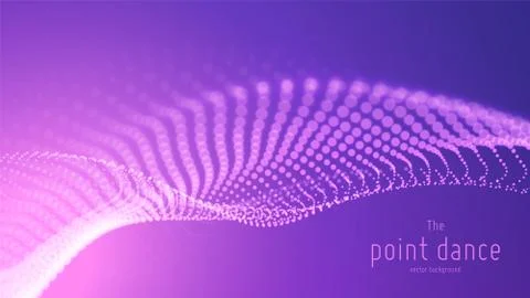 Vector abstract violet particle wave, points array, shallow depth of field 스톡 일러스트