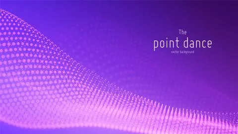 Vector abstract violet particle wave, points array, shallow depth of field Stock Illustration