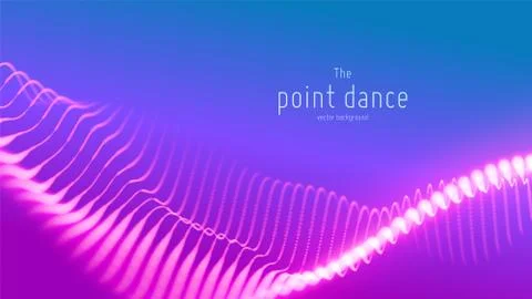 Vector abstract violet particle wave, points array, shallow depth of field イラスト素材