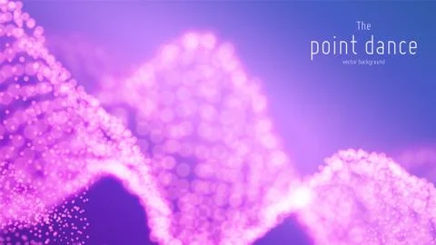 Vector abstract violet particle wave, points array, shallow depth of field Stock Illustration
