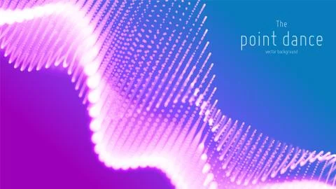 Vector abstract violet particle wave, points array, shallow depth of field 스톡 일러스트