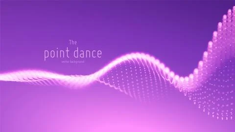 Vector abstract violet particle wave, points array, shallow depth of field 스톡 일러스트