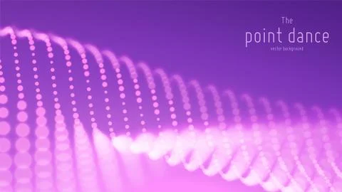 Vector abstract violet particle wave, points array, shallow depth of field Illustrazione stock