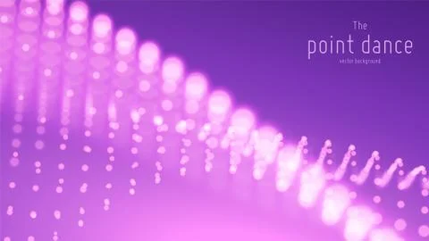 Vector abstract violet particle wave, points array, shallow depth of field Illustrazione stock