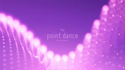 Vector abstract violet particle wave, points array, shallow depth of field Stock Illustration