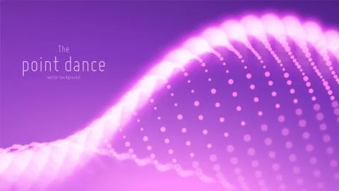 Vector abstract violet particle wave, points array, shallow depth of field Illustrazione stock