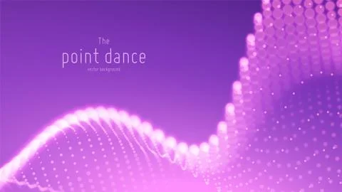 Vector abstract violet particle wave, points array, shallow depth of field Stock Illustration