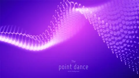 Vector abstract violet particle wave, points array, shallow depth of field イラスト素材