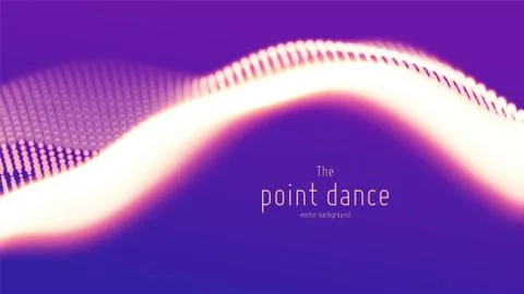 Vector abstract violet particle wave, points array, shallow depth of field Stock Illustration