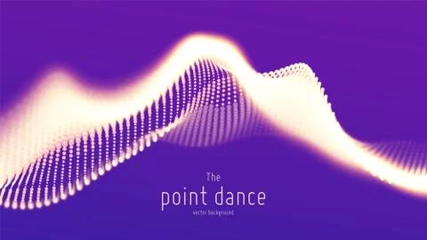 Vector abstract violet particle wave, points array, shallow depth of field Stock Illustration