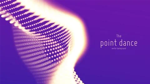 Vector abstract violet particle wave, points array, shallow depth of field Illustrazione stock