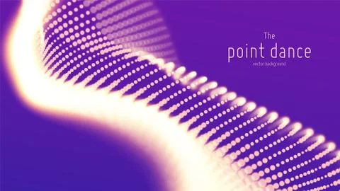 Vector abstract violet particle wave, points array, shallow depth of field Stock Illustration