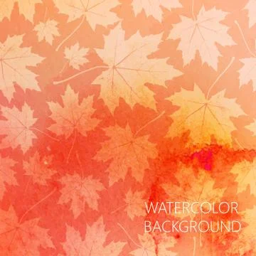 Vector abstract watercolor background for your design. autumn pattern with maple 스톡 일러스트