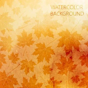 Vector abstract watercolor background for your design. autumn pattern with maple Stock Illustration