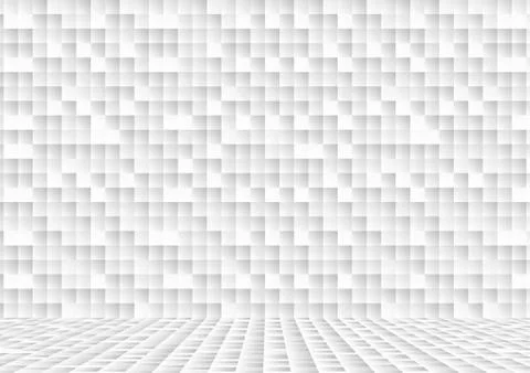 Vector : Abstract white and gray square on white background Stock Illustration