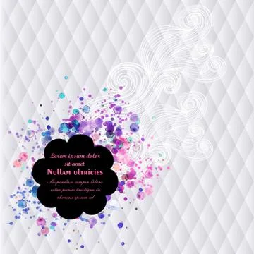 Vector abstract white geometric background with watercolor drops and place fo Stock Illustration