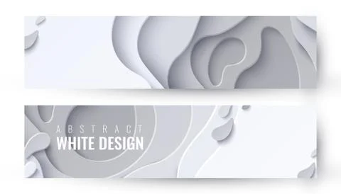 Vector abstract white paper cut banner Stock Illustration