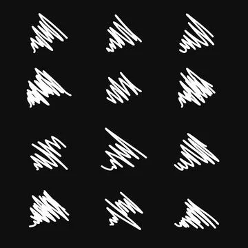 Vector abstract white sketch random scribbles on a black background. Stock Illustration