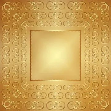 Vector abstract wide metal gold frame with ornament Stock Illustration