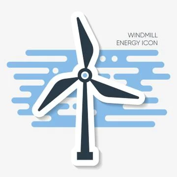 Vector abstract windmill energy label with shadow Illustrazione stock