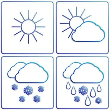 Vector abstract winter day weather flat image set Stock Illustration