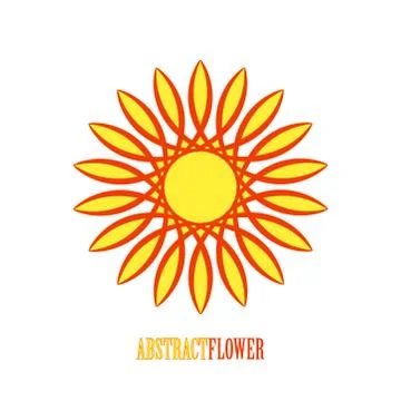 Vector Abstract Yellow Flower Mandala Icon over white Stock Illustration