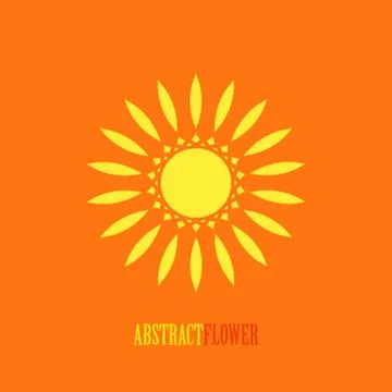 Vector Abstract Yellow Flower Mandala Icon over orange Stock Illustration