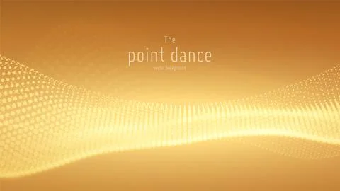 Vector abstract yellow particle wave, points array, shallow depth of field Stockillustratie