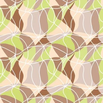 Vector abstraction background from many multicolored curved shapes in tan 60s Stock Illustration