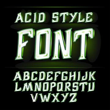 Vector acid font. Good for use to decoration alcohol production. Leaflet and  Illustrazione stock