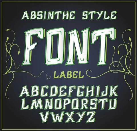 Vector acid font. Good for use to decoration alcohol production. Leaflet and  Illustrazione stock
