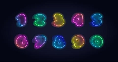 Vector acid neon fluid font. Numbers. Stock Illustration