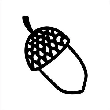 Vector acorn, oak fruit isolated on white background icon. Illustration for Stockillustratie