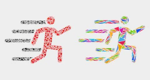 Vector Active Person Mosaic Icon of Triangle Elements Stock Illustration