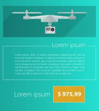 Vector ad layout for gray quadrocopter Mock up for gray quadrocopter with ... Foto stock