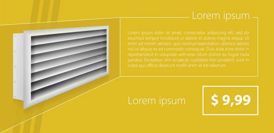 Vector ad layout for ventilation shutters Mock up for gray ventilation shu... Stock Photos