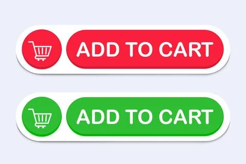 Vector add to cart red and green button Stock Illustration