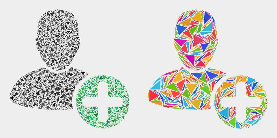 Vector Add User Mosaic Icon of Triangle Elements 스톡 일러스트