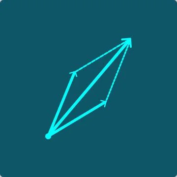 Vector Addition Icon – Tip-to-Tail Parallelogram Construction Stock Illustration
