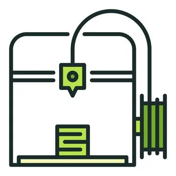 Vector Additive Manufacturing or 3D printer colored icon or symbol Stock Illustration