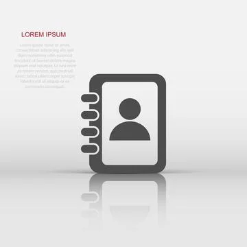 Vector address book icon in flat style. Contact note sign illustration pict.. Illustrazione stock