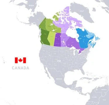 Vector Administrative Colorful Canada Map Stock Illustration