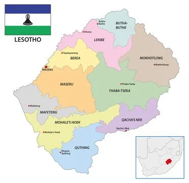 Vector administrative map of Kingdom of Lesotho Illustrazione stock