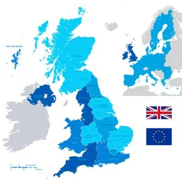 Vector Administrative UK Map Stock Illustration