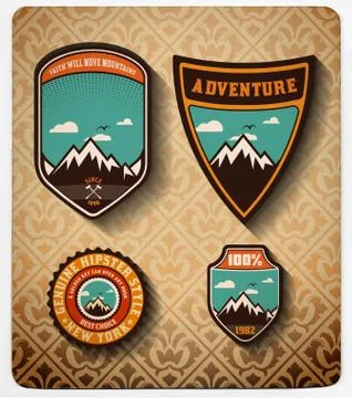 Vector. Adventure badge set.All items in layers Stock Illustration