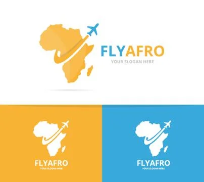 Vector africa and plane logo combination. Safari and travel symbol or icon Stock Illustration