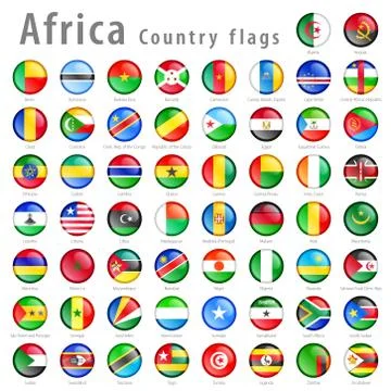 Vector African National Flag Button Set Stock Illustration