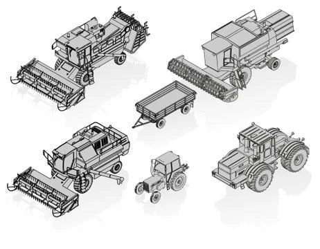 Vector Agricultural Vehicles Stock Illustration