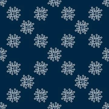 Vector AI Chip - Artificial Intelligence processor thin line seamless pattern Illustrazione stock